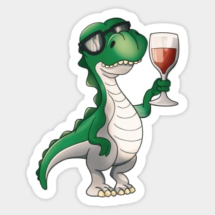 Vinosaur Wine Drinking T-Rex Wine Lover Sticker